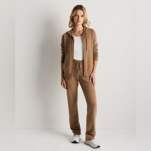 NWT Quince Mongolian Cashmere Full-Zip Hoodie in Teak, Size XL